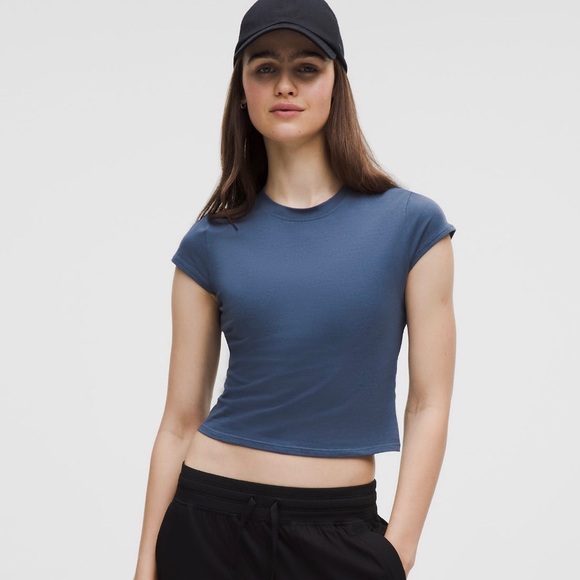 Lululemon Organic Cotton Baby Tee in Blue Twill - Picture 1 of 3